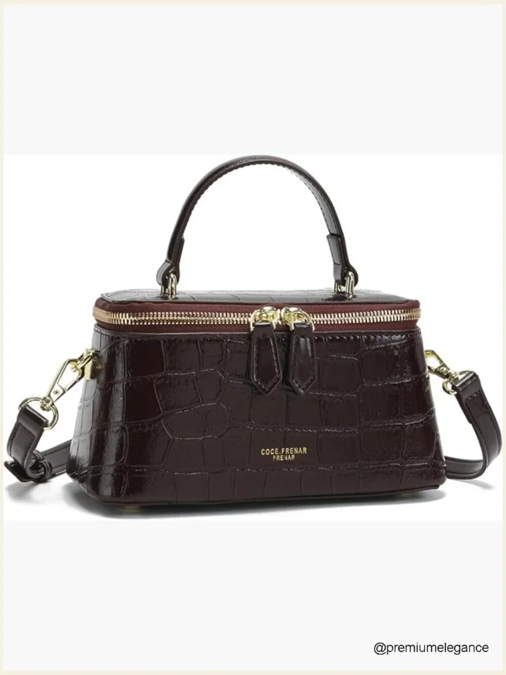 Croc-Embossed Crossbody Bag with Adjustable Strap